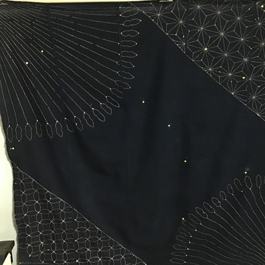 古布藍染め刺し子布地５巾難あり、２７