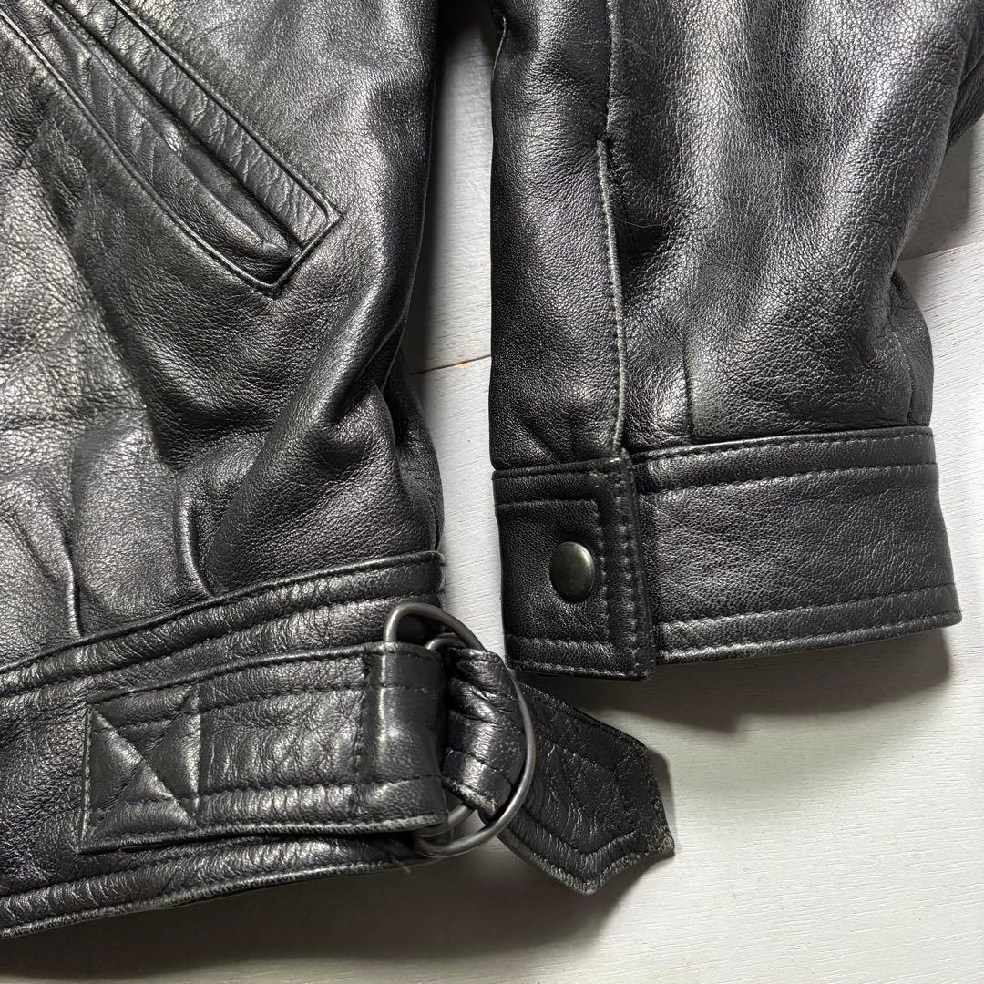 vintage A-2 レザージャケット 襟ボア着脱可能 本革 短丈 黒 M