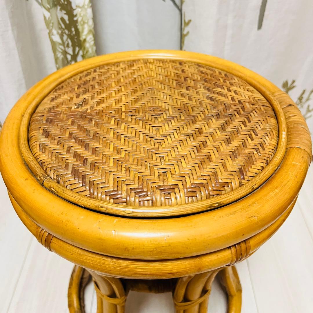 藤 ラタン スツール 2脚セット 丸椅子 昭和レトロ 椅子 ヴィンテージ