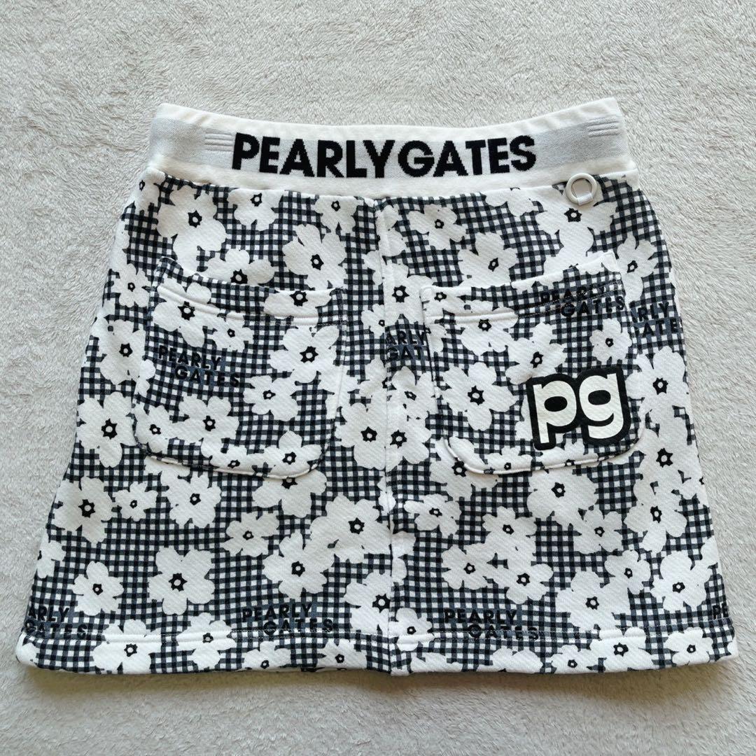 美品　パーリーゲイツ セットアップ　パーカー　スカート　チェック　花柄　裏毛