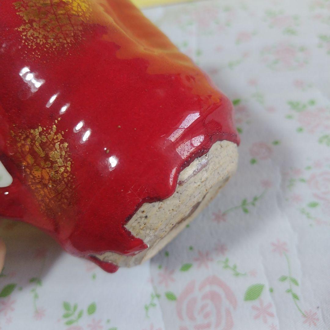 現代陶芸家 高鶴元 陶器 高鶴元 陶器 赤 マグカップ コップ 観賞用
