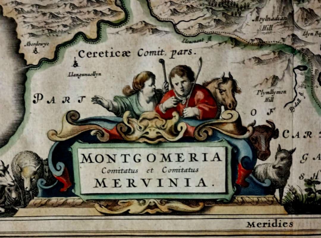 額装品 西洋古地図 1664年 J.ブラウ ウェールズ・モンゴメリー州