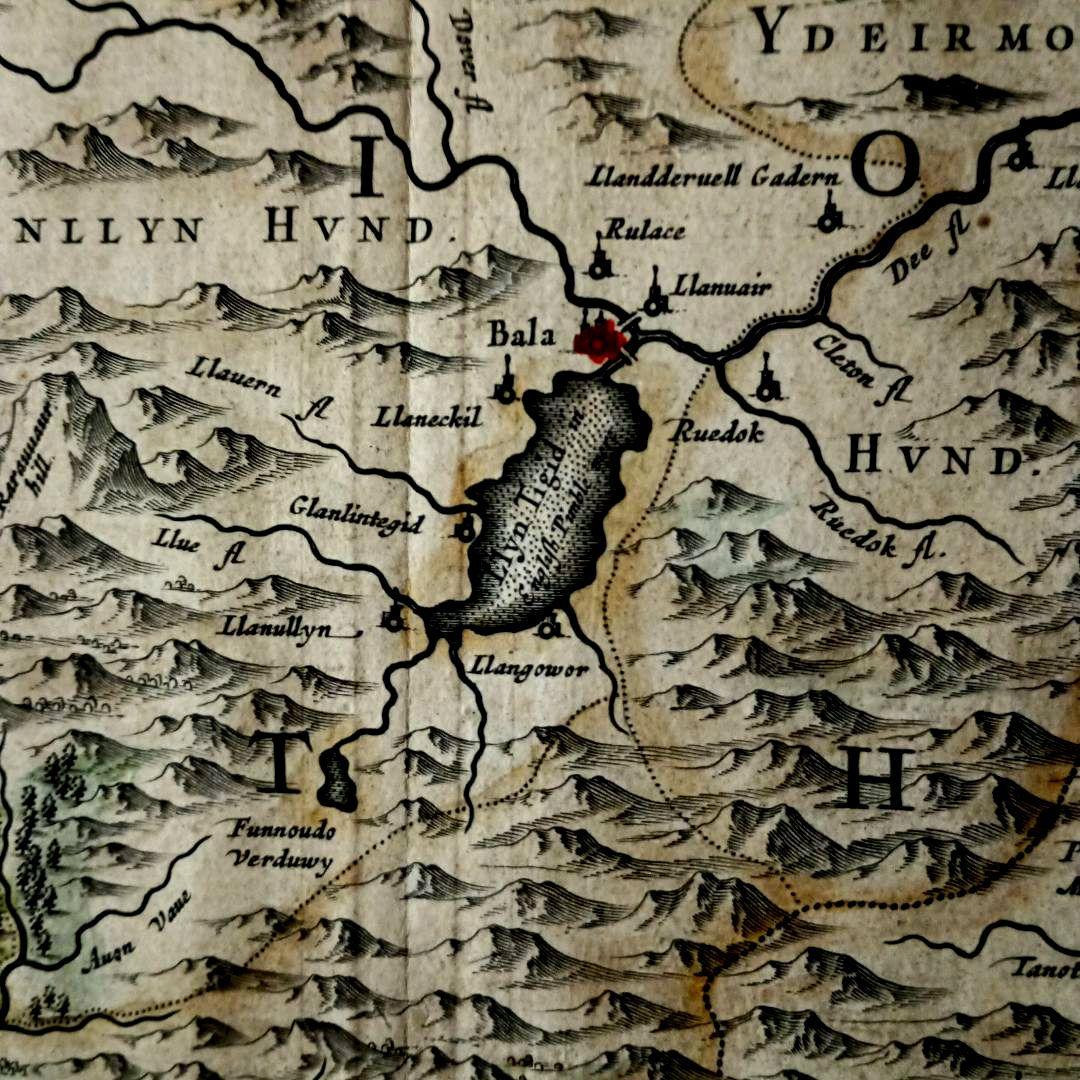 額装品 西洋古地図 1664年 J.ブラウ ウェールズ・モンゴメリー州