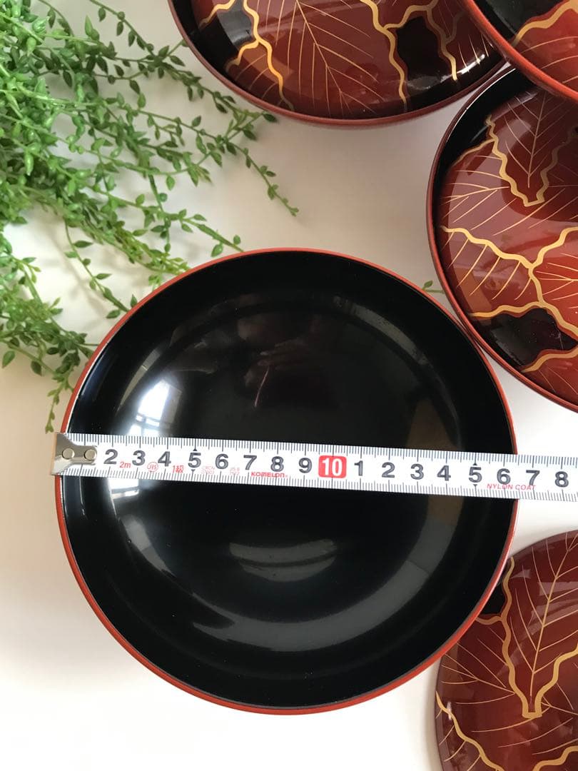 輪島塗 木製 柏葉尽蒔絵 縁起 大椀 5客