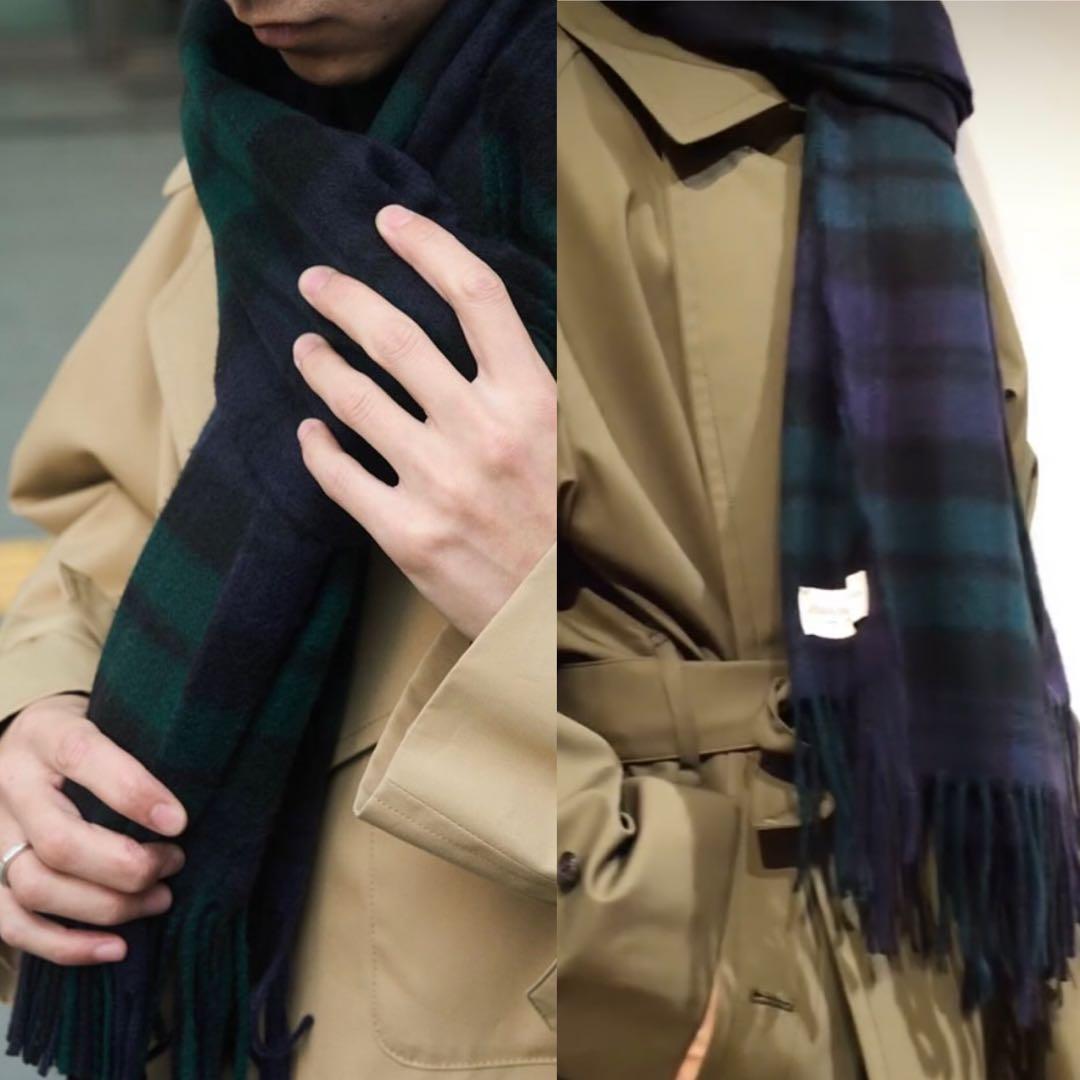 ジョンストンズ 1番人気ブラックウォッチ カシミア100%大判ストール