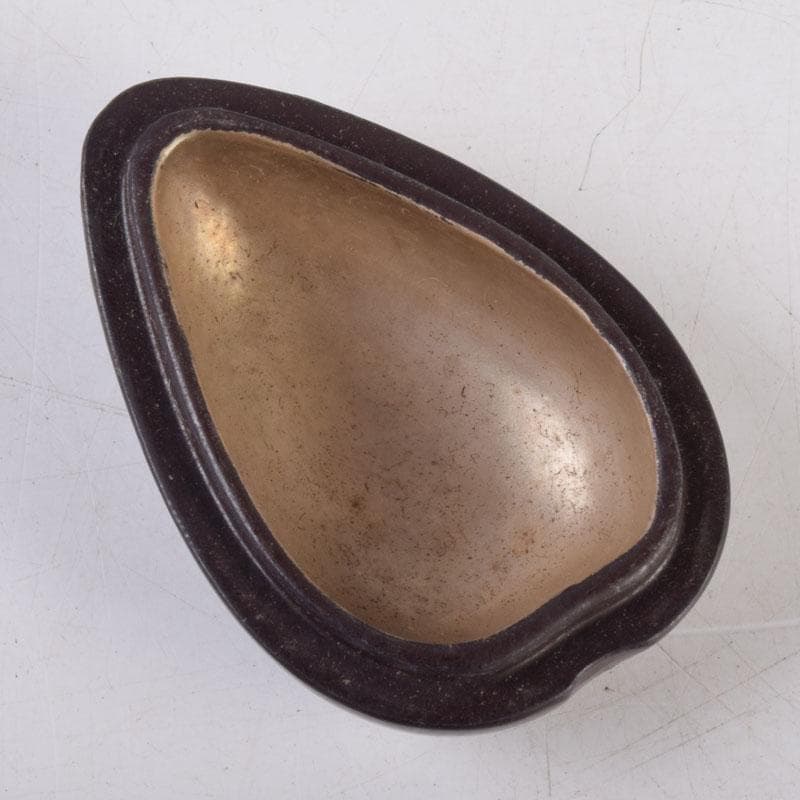 茶道具　漆塗　内銀溜　茄子形　香合　時代箱　V　8547