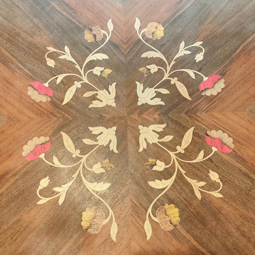 象嵌　花柄　ラウンドテーブル　イタリアンクラシック