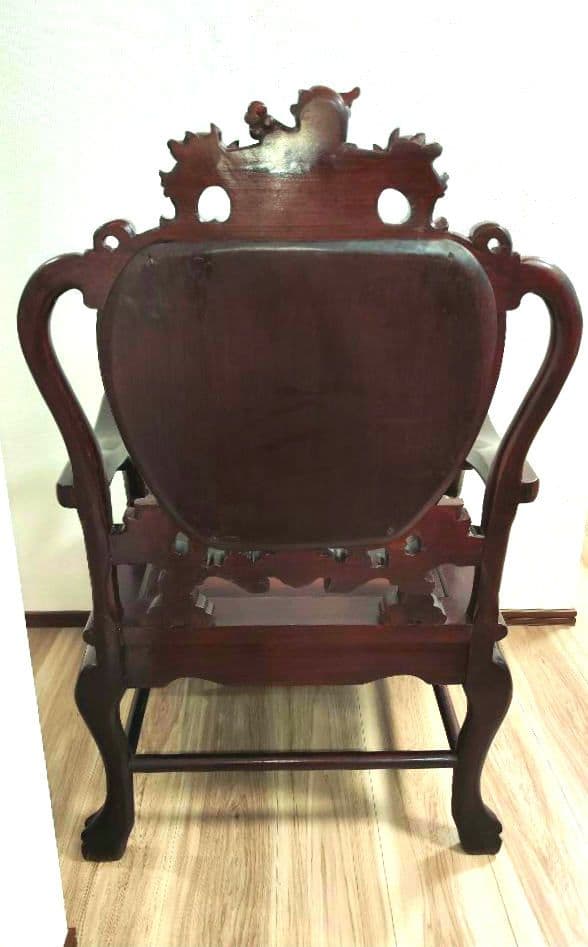 残り2脚 希少骨董 大理石インレイ椅子 玉座 宮廷 紅木 紫檀黒檀花梨李