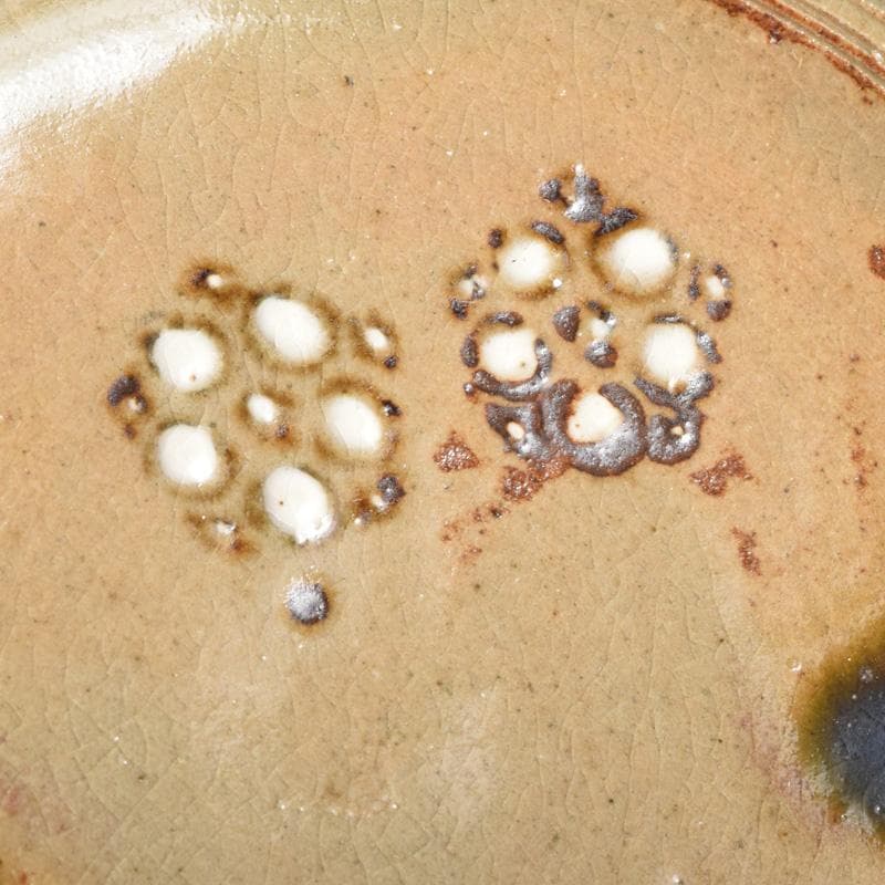 和食器 竹里庵 葵窯 加藤春二作 織部 花文 銘々皿 五客 共箱 C 8322