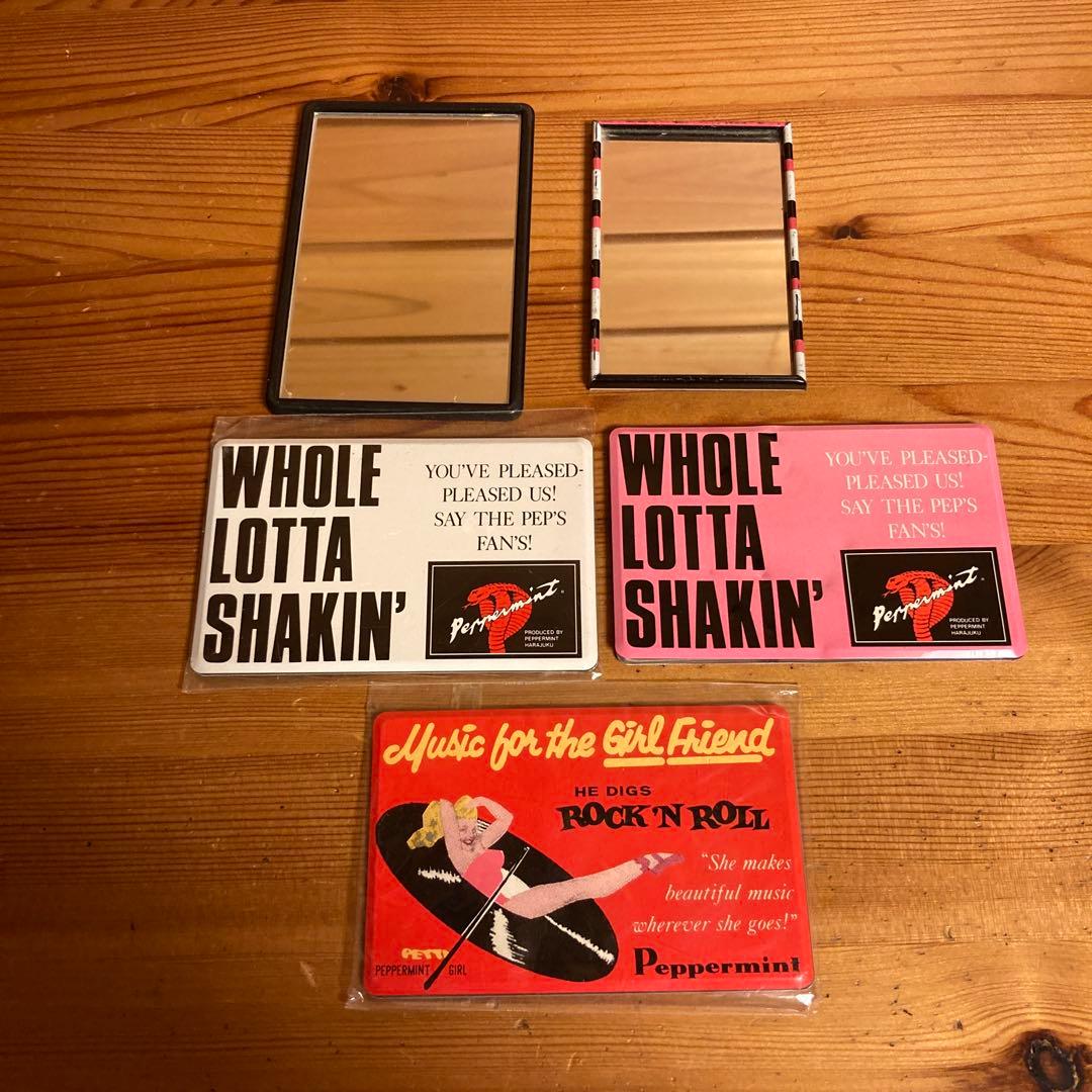 80年代当時物 ペパーミント ハンドミラー&メモ帳 5点セット ロカビリー