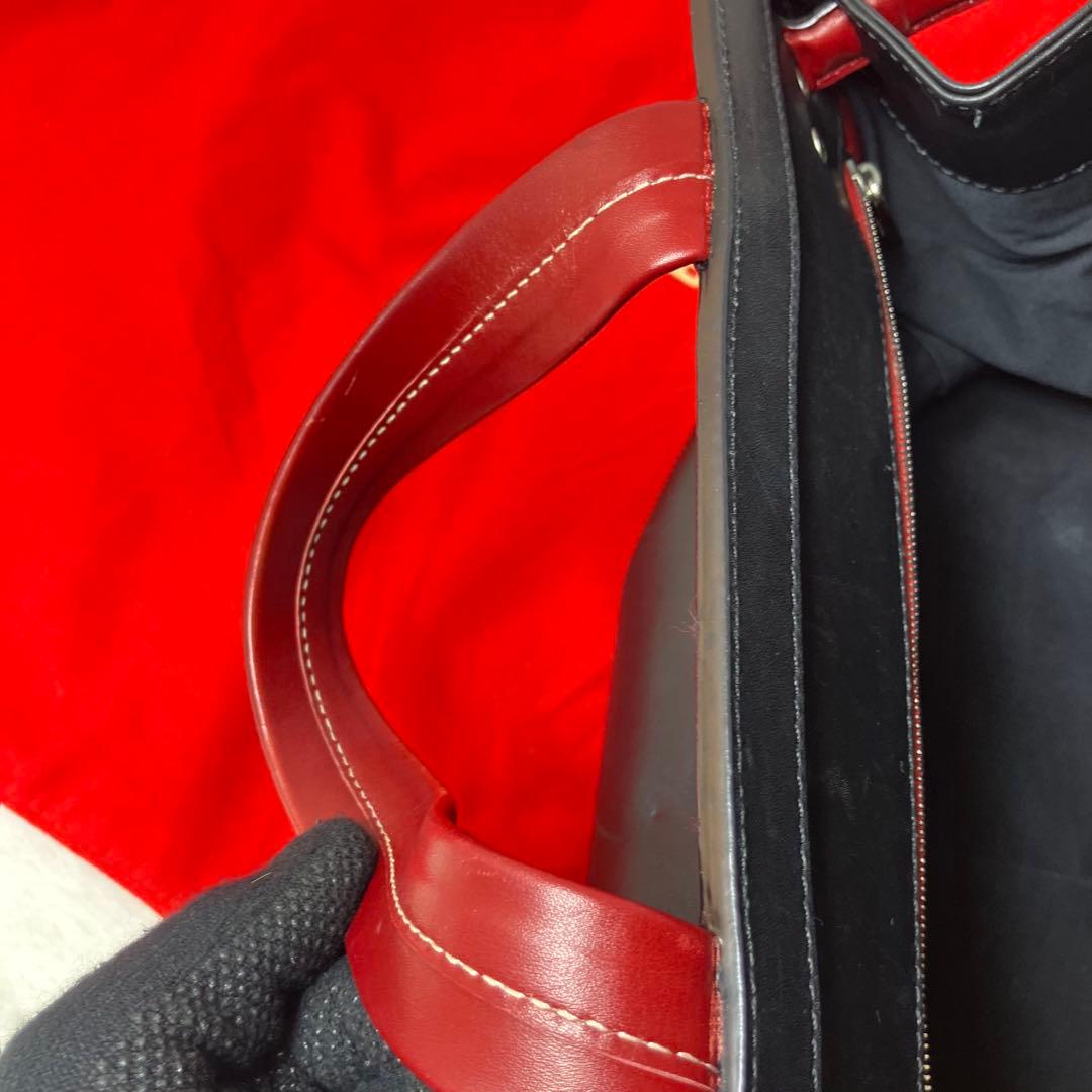 美品✨バリー ハンドバッグ Wポケット Bロゴ レザー 本革 自立型 ブラック