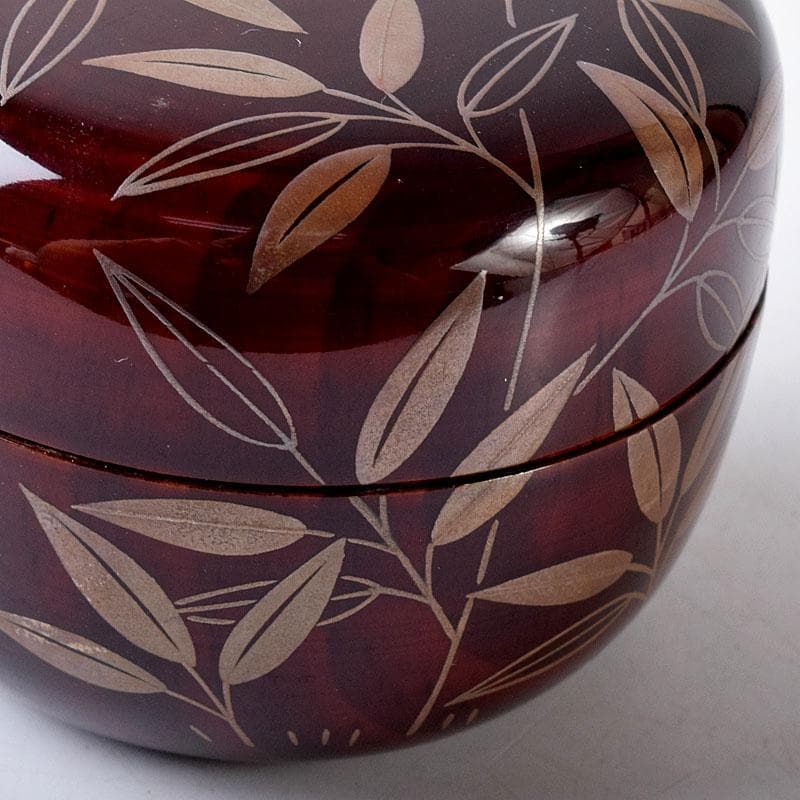 茶道具　山下泰園作　露笹蒔絵　白粉解香合　共箱　V　7732