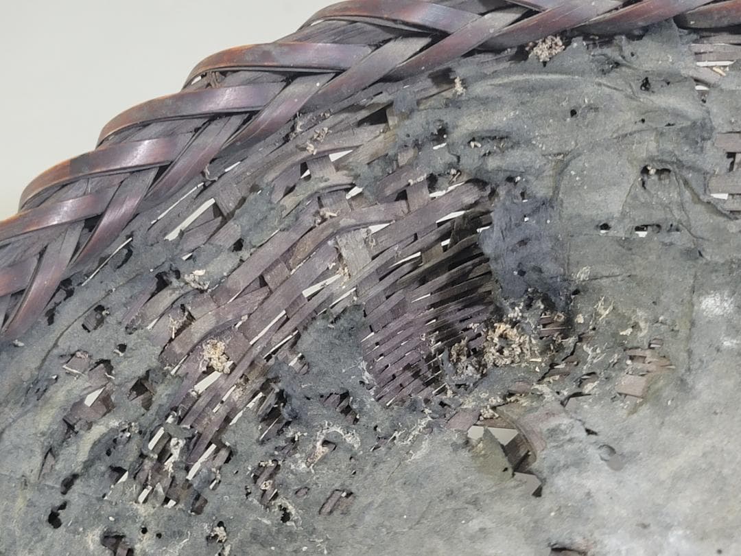 茶道具 竹籠 炭斗 時代物 DT707｜