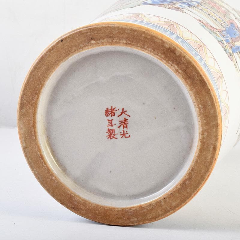 中国　大清光緒年製款　粉彩　漢詩仕女文　双耳瓶　時代箱付　M　R9316B