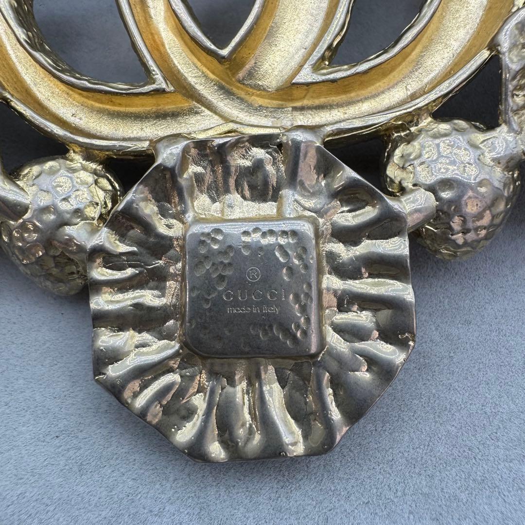 ヴィンテージ】GUCCI ブローチ カラーストーン GG ゴールド 大きめ