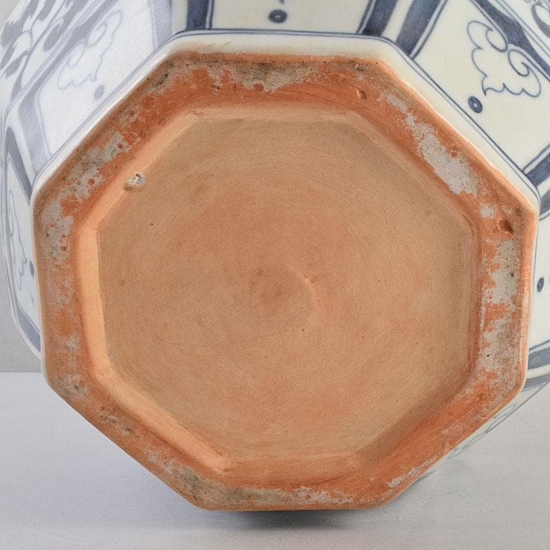 中国 青花 花弁文 八角面取瓶 壺 C 8945A