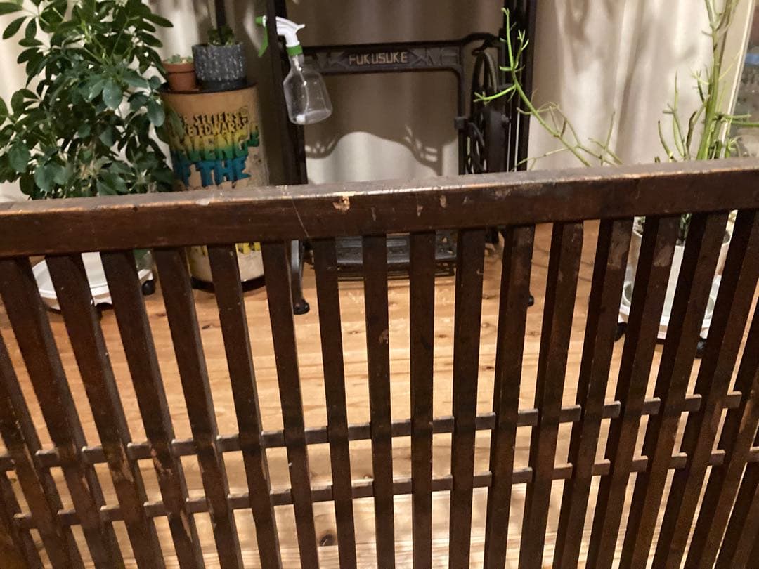 昭和レトロ 帳場格子2つ折り ついたて 格子 古道具 古民家