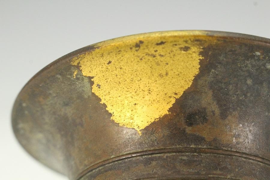 蔵六造 飛金 刻 霊芝 青銅 香炉 在名(K-XA807) 美術品・アンティーク