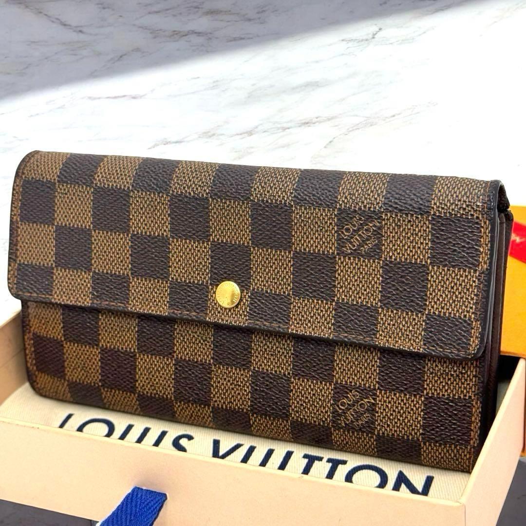 美品】ルイヴィトン ダミエ・エベヌ ポルトフォイユ・サラ 長財布