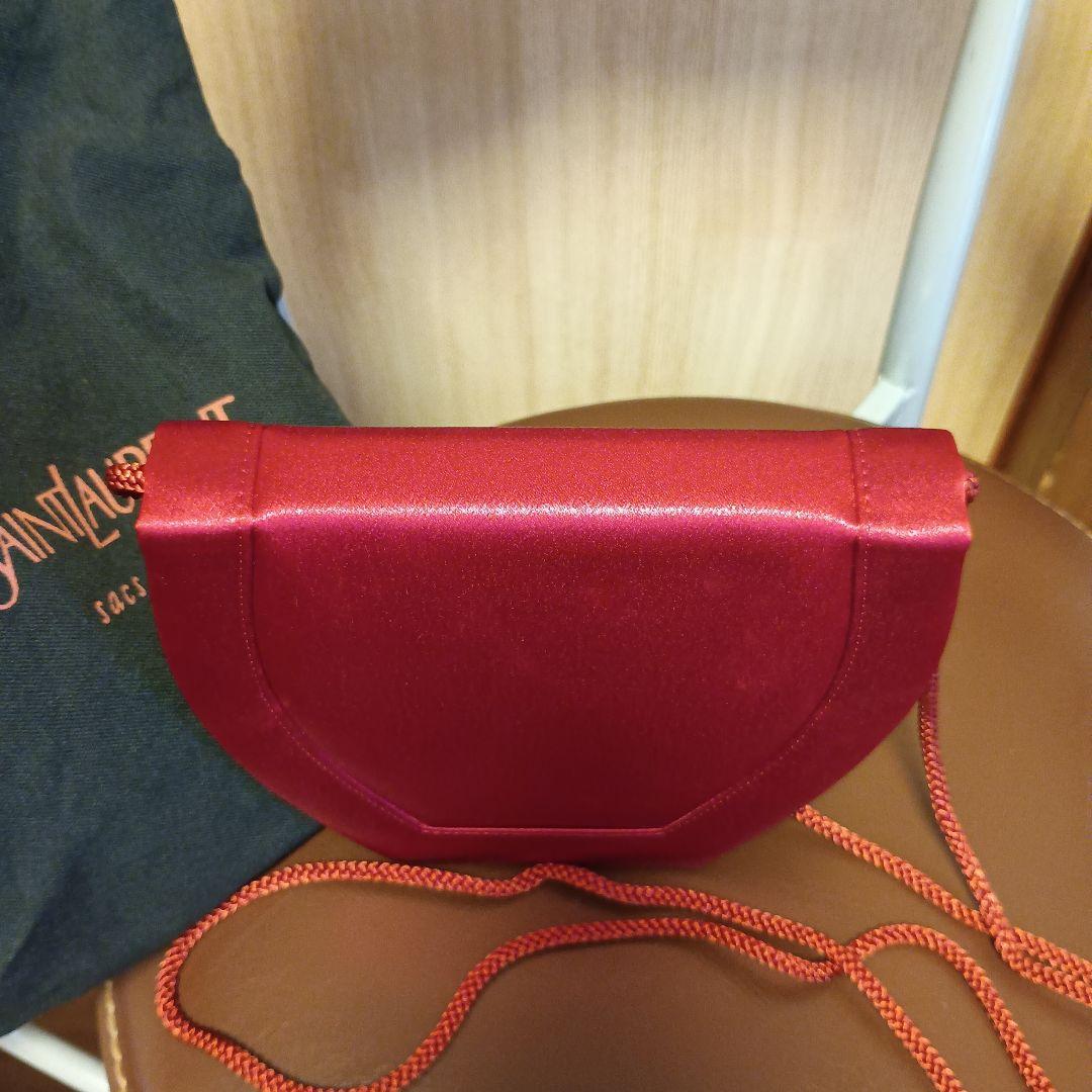 イヴ サンローラン リボン サテン ショルダーバッグ ポシェット レッド