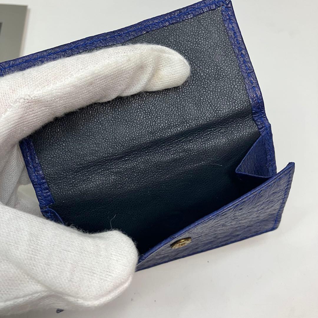 COMTESSE コンテス ハンドバッグ オーストリッチ　ブルー　ゴールド金具