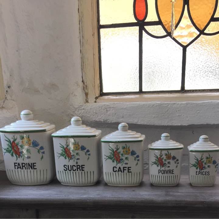 フレンチキャニスター5個セット フランスアンティークChicoré Cafe