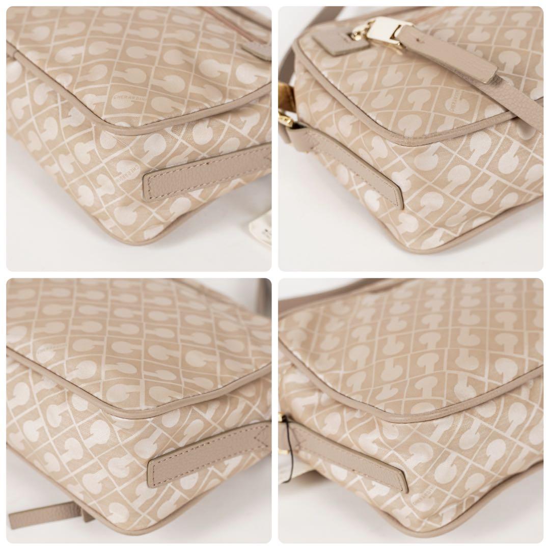 【極美品✨】ゲラルディーニ タグ付き ショルダーバッグ 総柄 レザー ベージュ