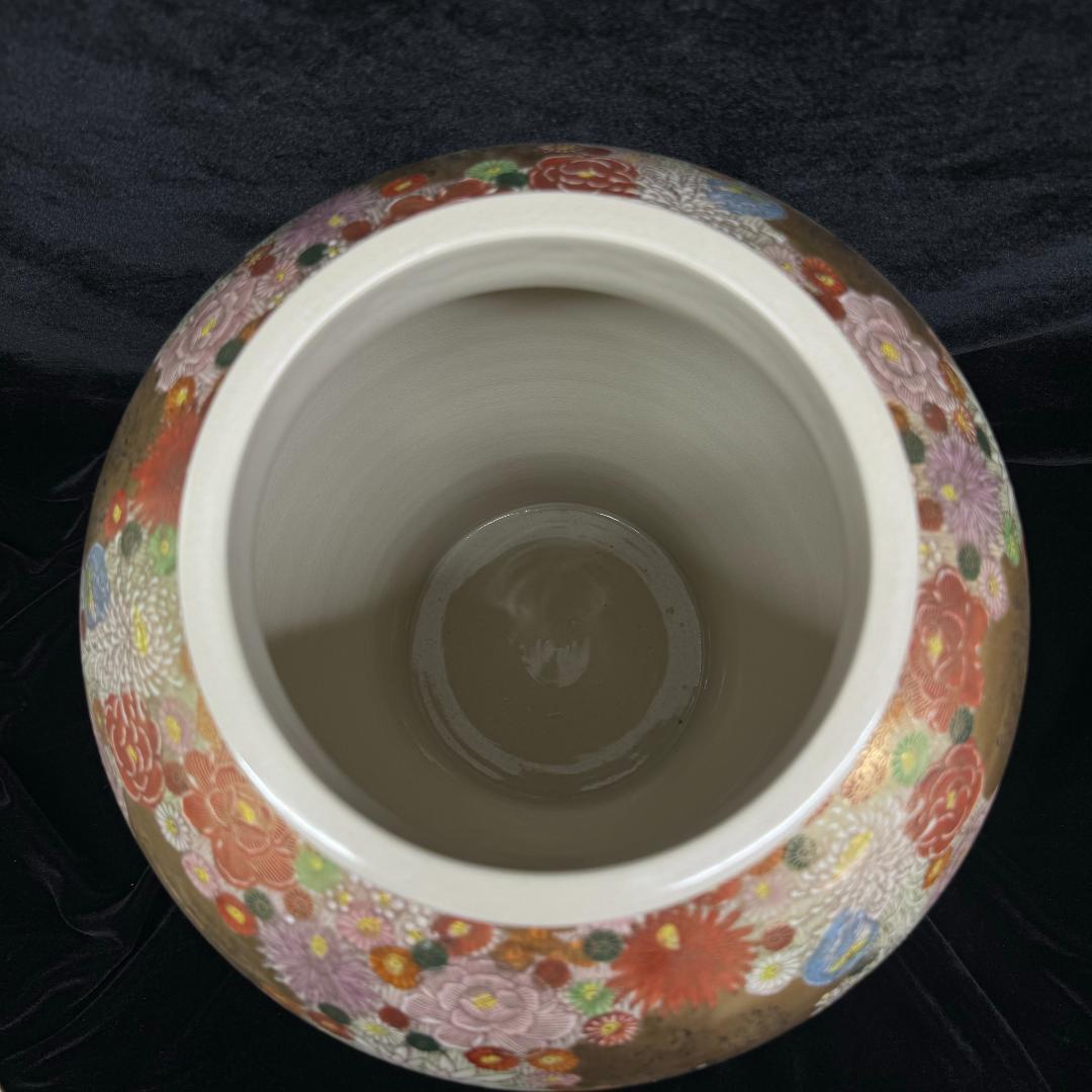 薩摩焼 金襴手 金彩色絵花詰文六歌仙図 沈香壷 細密絵付