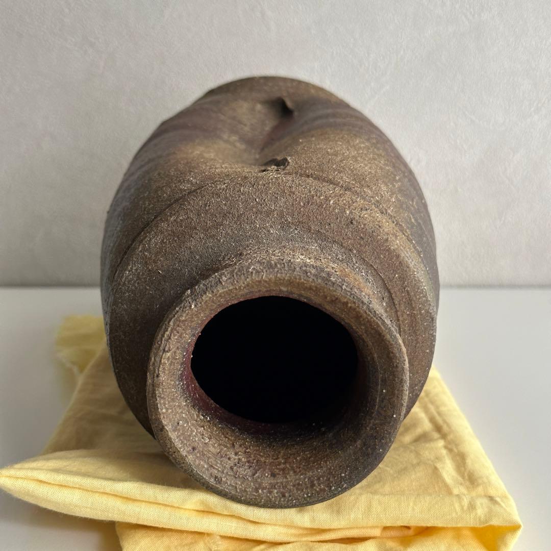 高原昌治 備前 花器 旅枕 花入 共箱 美術品・アンティーク・コレクション