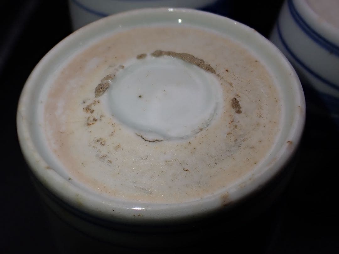 ５客完品⑦　古伊万里　手杓と手水鉢に鳥の図　そば猪口　江戸後期