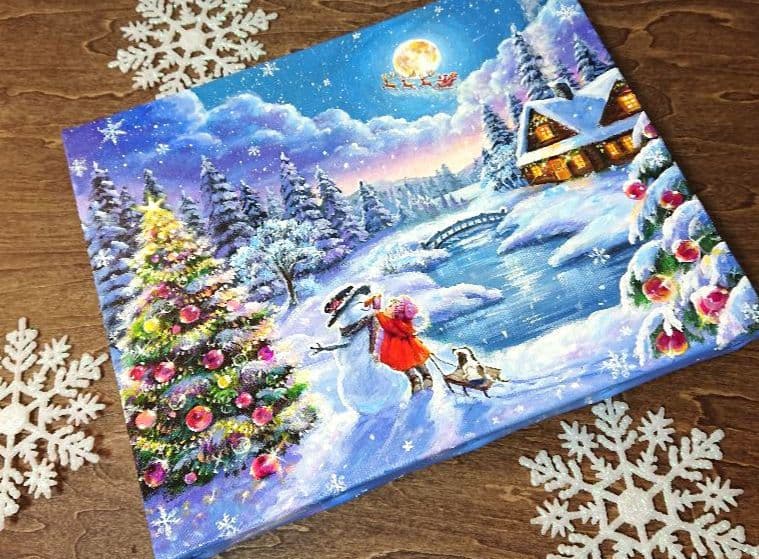 な*は様 【楽しいひととき】アクリル画 F3 風景画 絵画