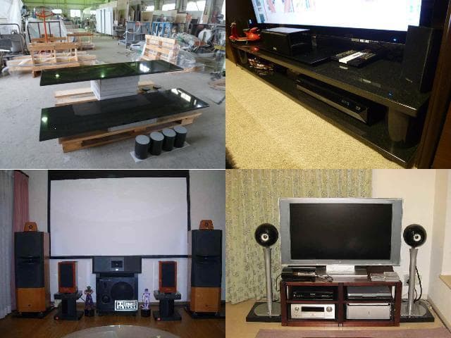 ○天然黒御影石 オーディオボード○450×300×30○5面磨き