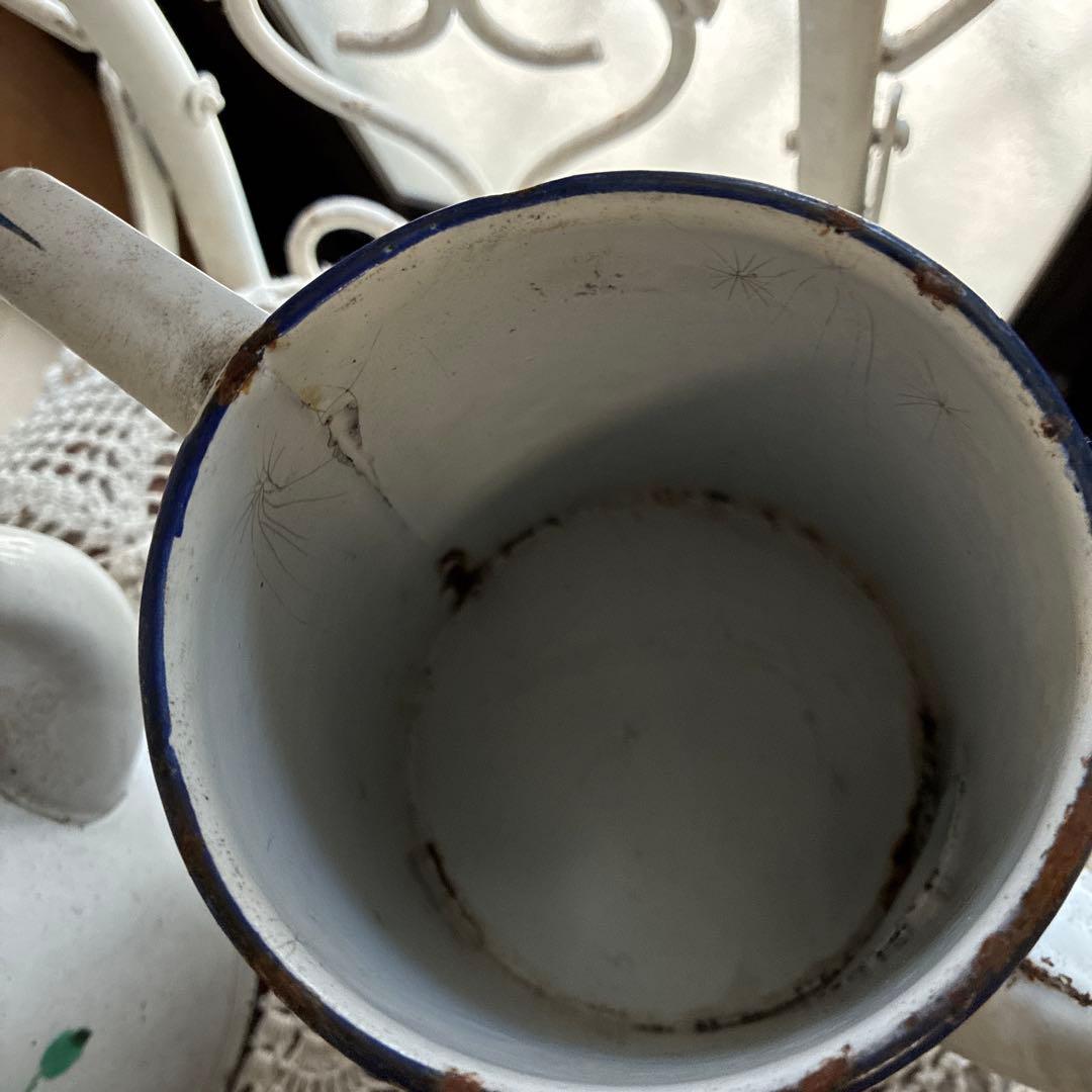 アンティークホーローファウンテン壁掛け手洗いコーヒーポット他バラ柄