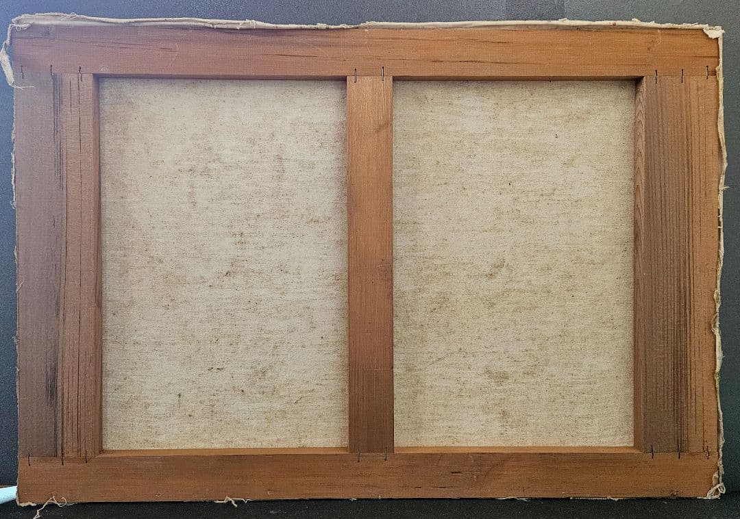 バリの風景 油彩画 PADE KETUT BONGKASO 寺院お祭り図 額装