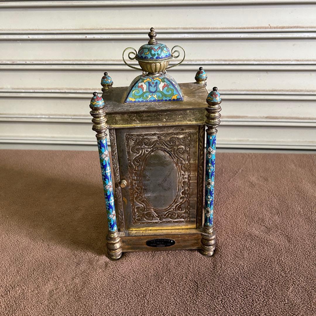 CF5☆中国美術☆ ガラス製 時計 置時計 アンティーク 七宝時計 インテリア