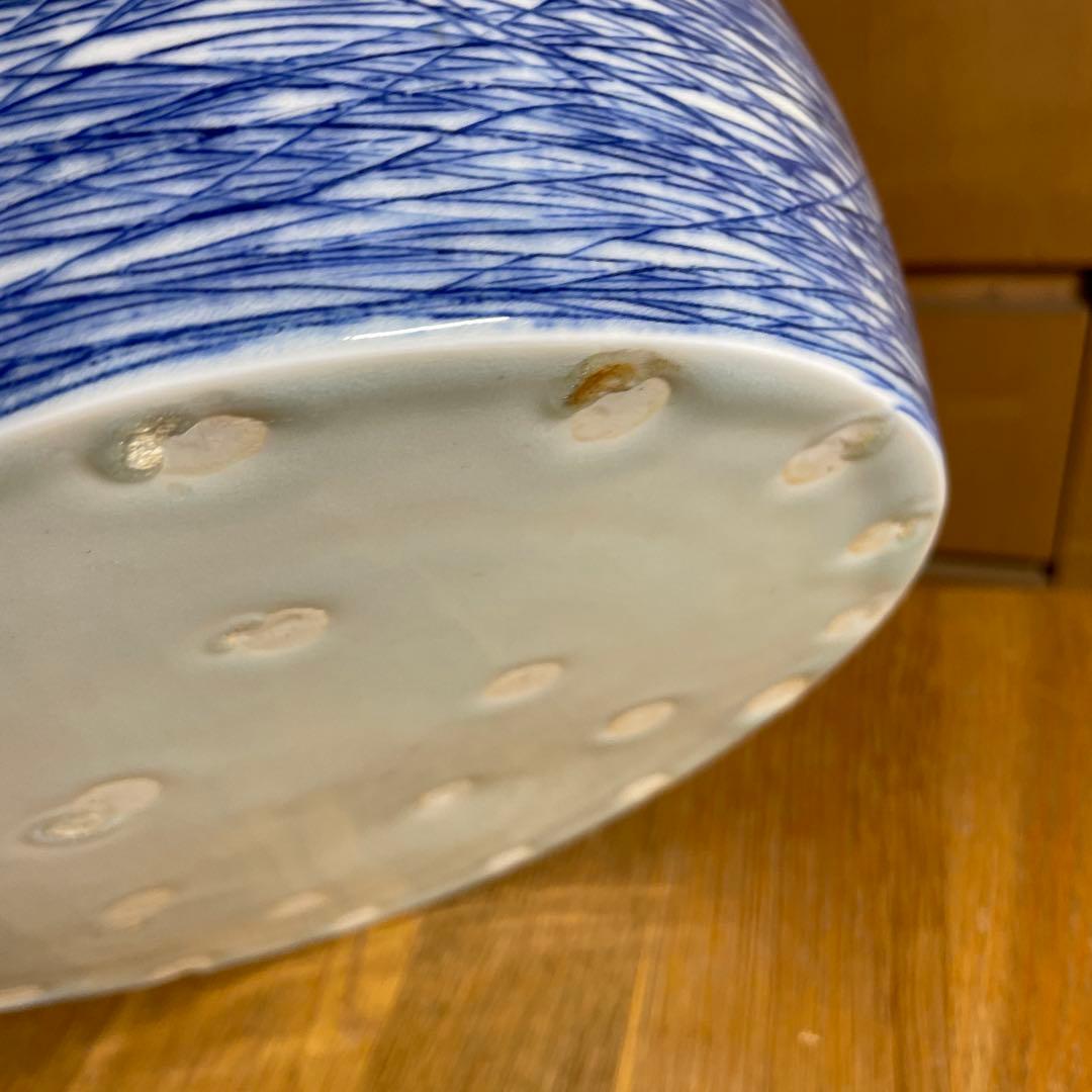 吉川正道 染付線紋銅鑼鉢 吉川正道 染付線紋銅鑼鉢