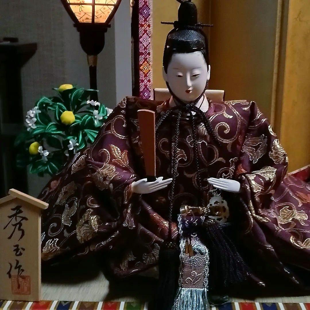 雛人形　親王飾り　内裏雛　秀玉作「7番」　装飾フルセット　骨董的価値お雛様