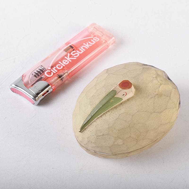 茶道具　西村雅之作　木彫　鶴香合　共箱　V　R8574