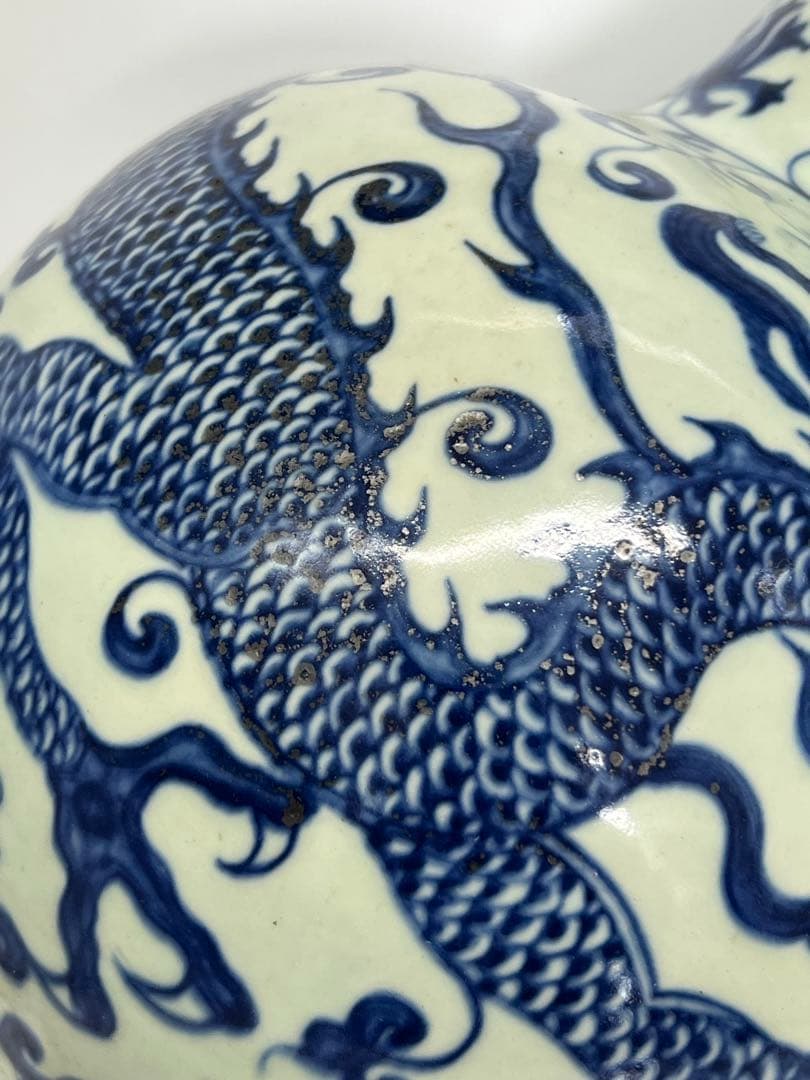 中国清時代 青花染付花瓶 重さ:4900g