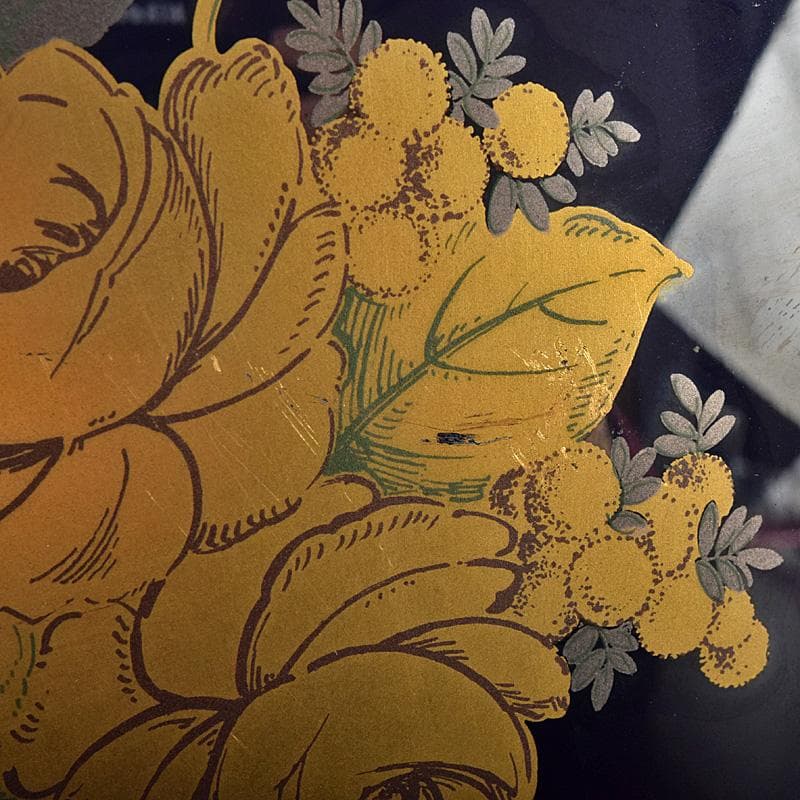 大倉陶園　OKURA　ART　CHINA　瑠璃色絵金彩　花鳥文瓶　JR8801B