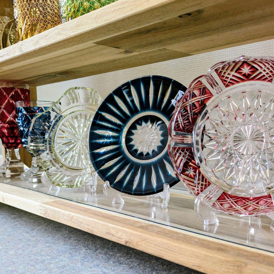 薩摩切子 藍色被せ皿・古式角皿 セット 【 薩摩びーどろ工芸 】 - メルカリ