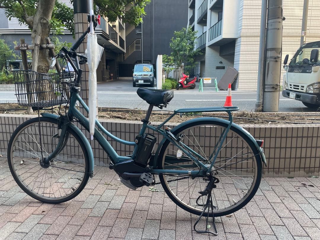 電動アシスト自転車 青 シティタイプ 前バスケット付き 青色 電動