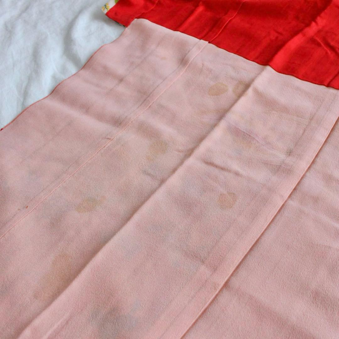 七五三 7歳 女の子 子供 アンティーク 着物 帯 ビーズバッグ セット