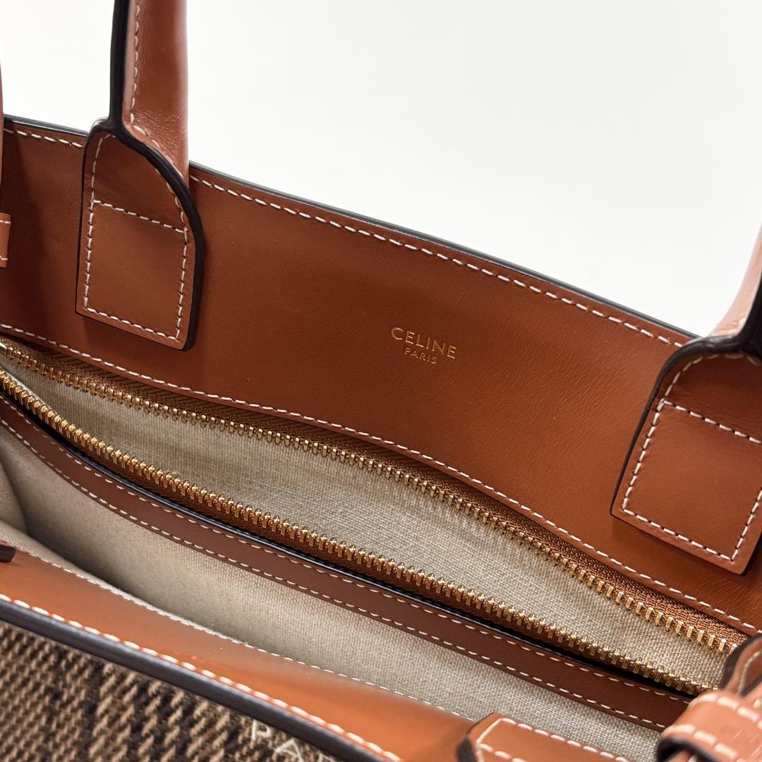 極美品 CELINE スモール バーティカル カバ / チェック ツイード ロゴ