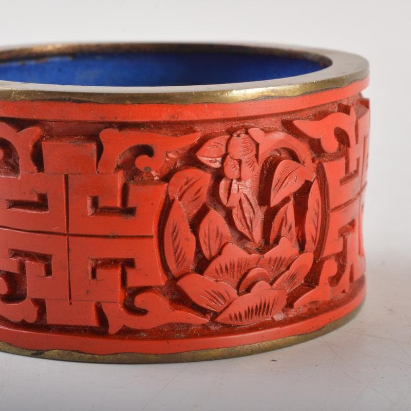 中国　剔紅　堆朱　内七宝　花文瓶　蓋物など　3点まとめて　V　6260