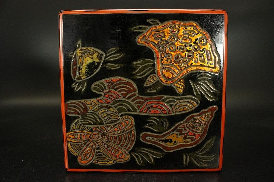 茶道具 漆刻 菓子器 蓋物(ZE570)