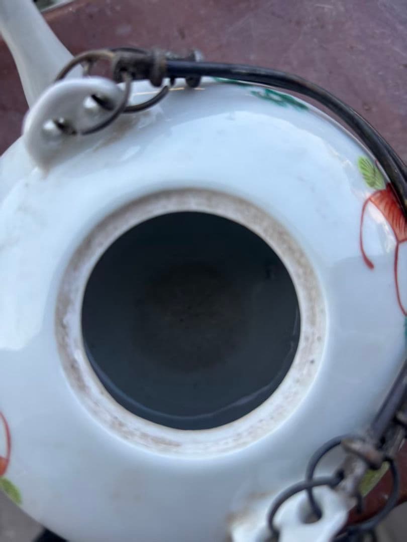 手画パステル金魚壺 提梁壺 茶壺 景徳鎮 陶磁器 煎茶器 現代工芸品