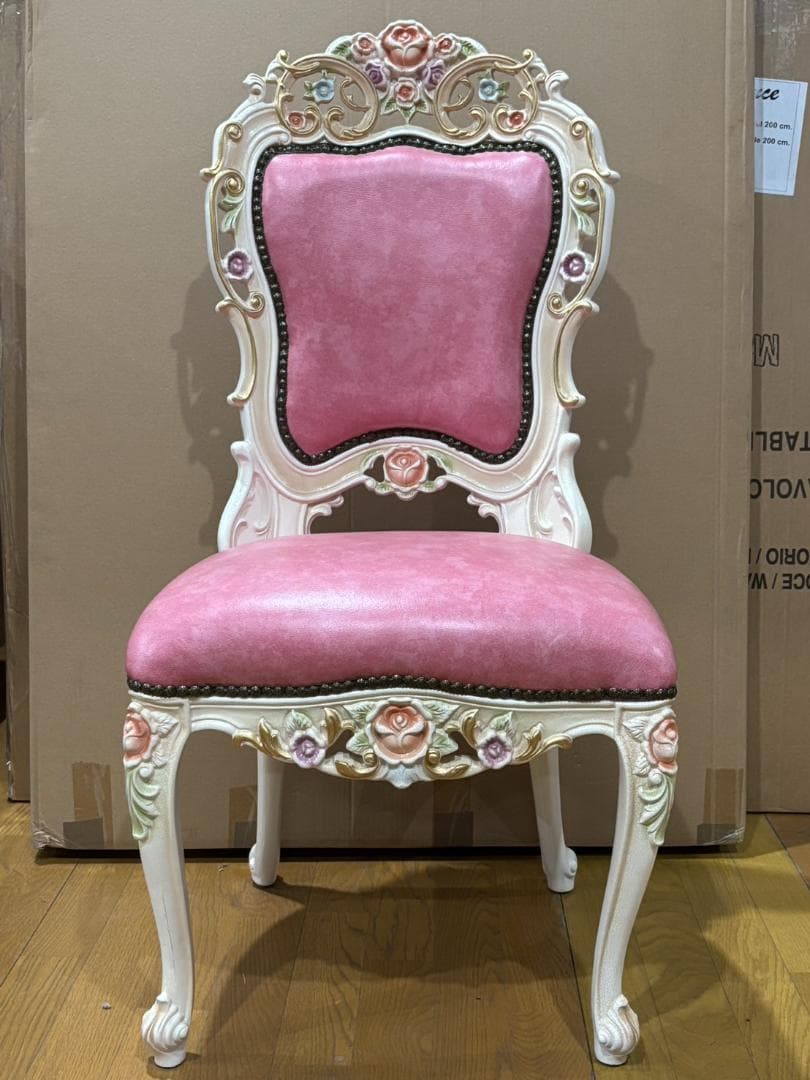 専用 ダイニング5点セット 120cm ロココ 本革 猫脚 テーブルセット