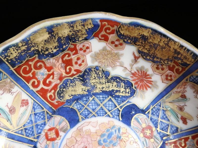 古伊万里 金襴手 百花繚乱 花鳥紋の図 4寸皿 5枚 D511AS-favu 古