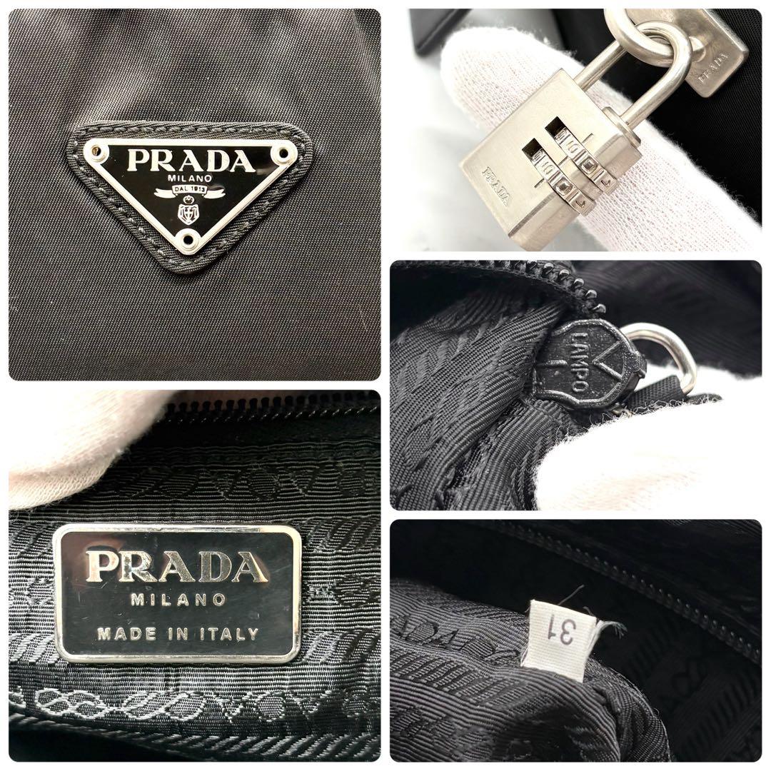 極美品✨プラダ ハンドバッグ ミニボストン ナイロン 三角ロゴ 白タグ ブラック